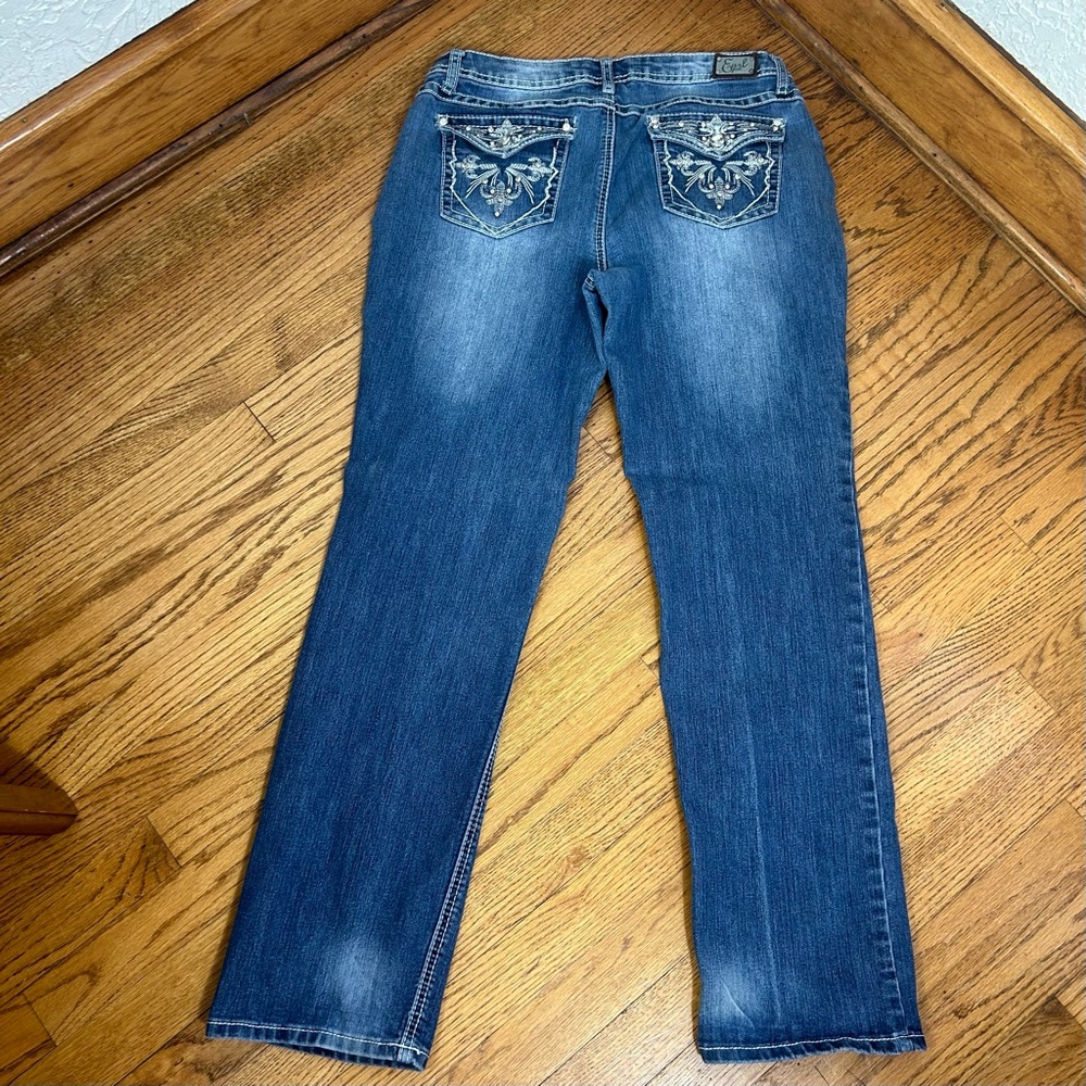 EARL JEANS Y2K Straight Leg Low Rise Embellished Denim Jeans Size 10